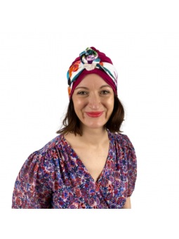 Box Foulard - 1 foulard antille et 2 bonnets fushia marine chimiothérapie