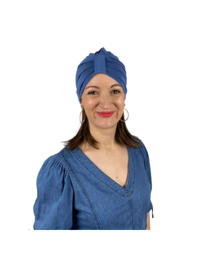 Bonnet chimiothérapie femme Lou New bleu jeans